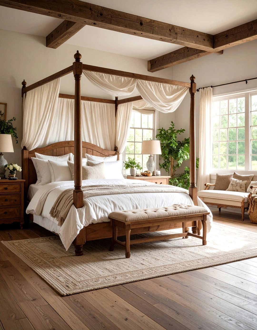 Farmhouse Bedroom with Antique Furniture - 30 farmhouse bedroom decor ideas