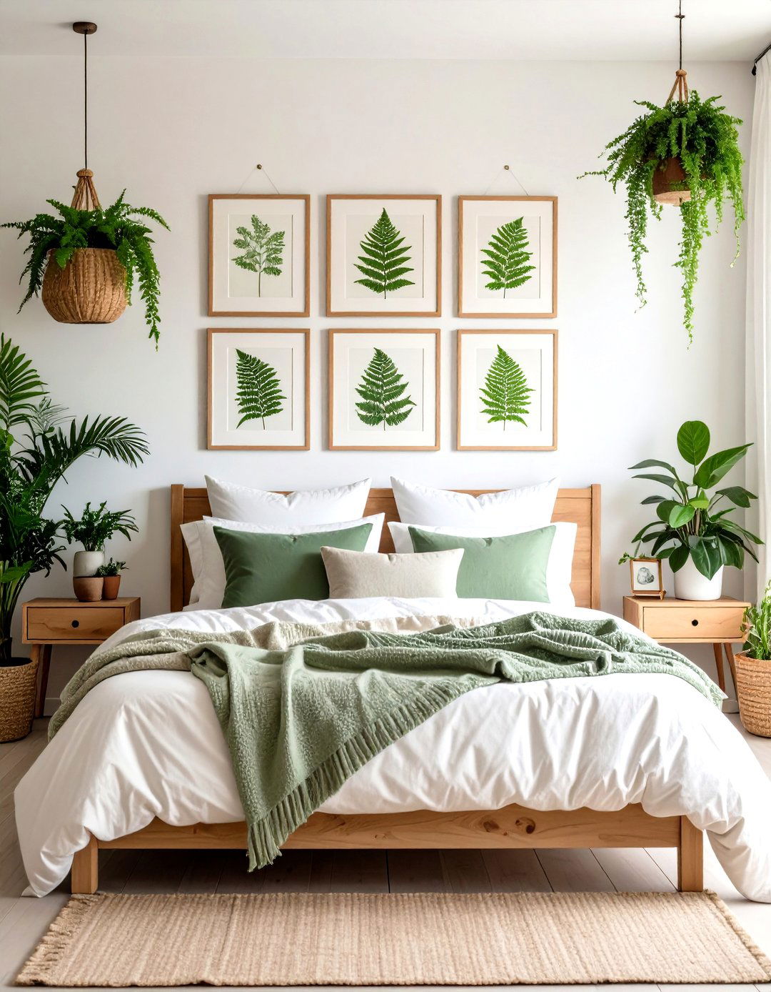 Farmhouse Bedroom with Botanical Prints - 30 farmhouse bedroom decor ideas