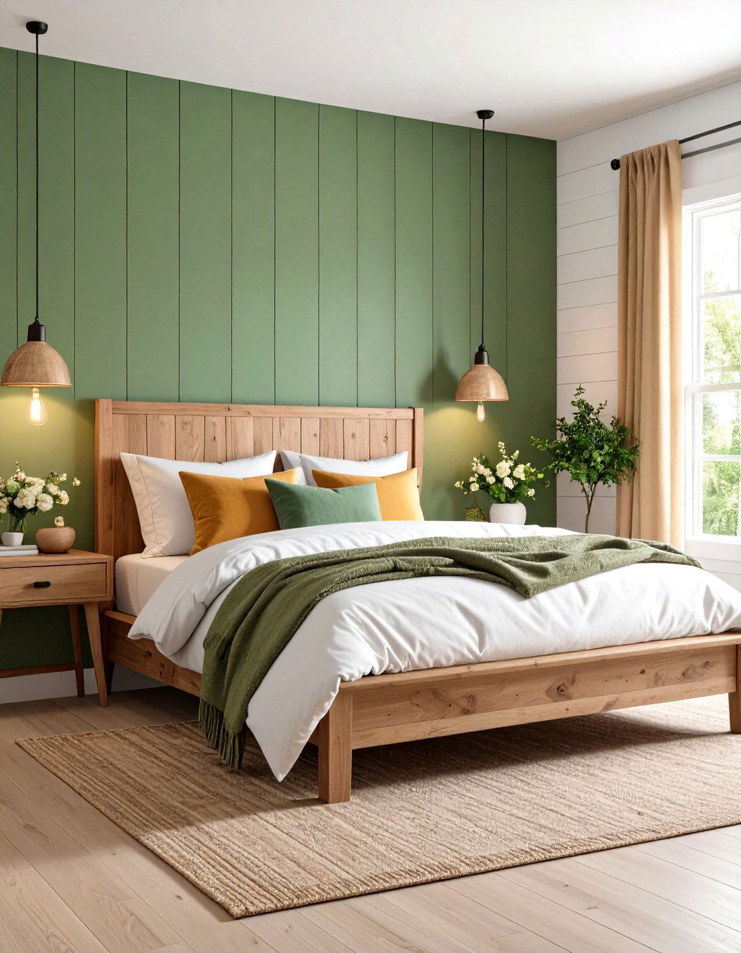 Farmhouse Bedroom with a Pop of Color - 30 farmhouse bedroom decor ideas