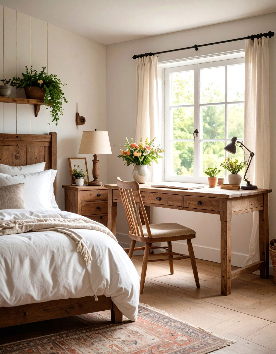 Farmhouse Bedroom with a Writing Desk - 30 farmhouse bedroom decor ideas