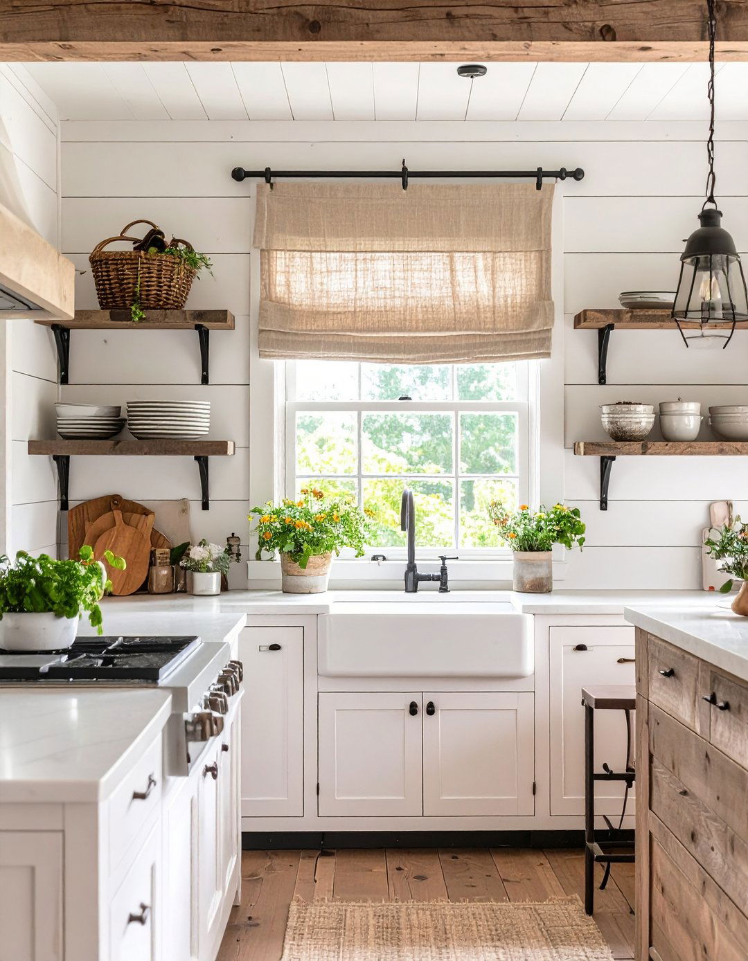 Farmhouse Burlap Kitchen Valance - 30 kitchen valance ideas