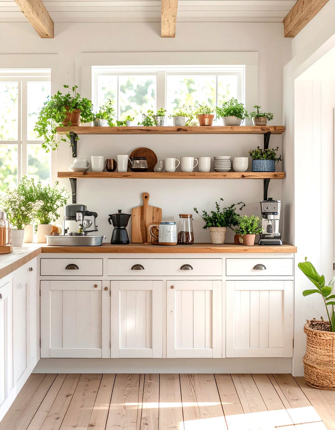 Farmhouse Charm Kitchen Coffee Nook - 30 kitchen coffee bar ideas