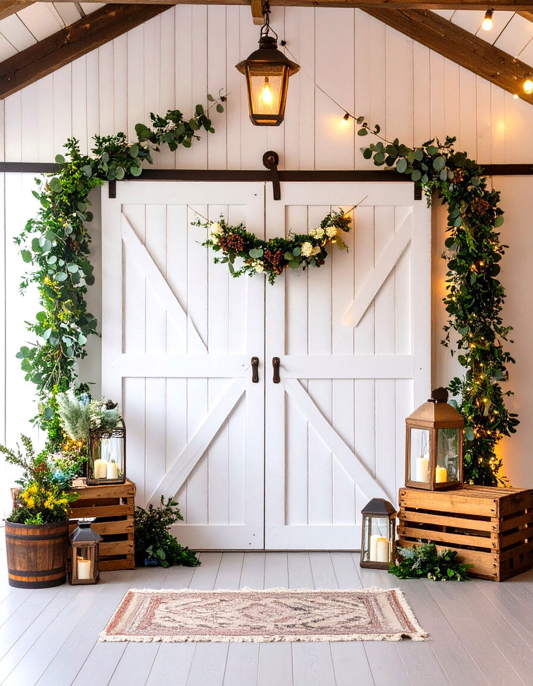 Farmhouse Chic Barn Door - 30 baby shower backdrop ideas