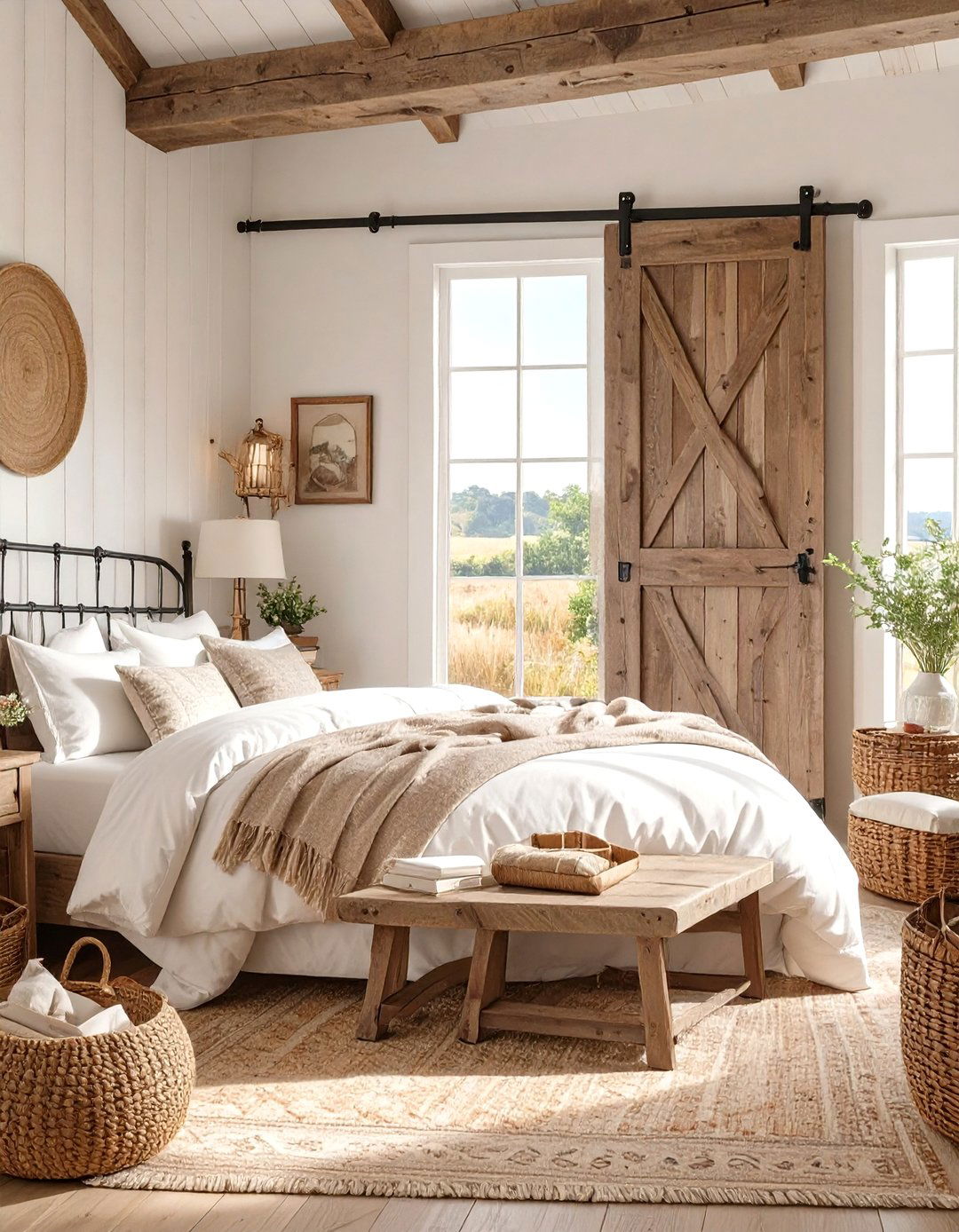 Farmhouse Chic Brown Bedroom - 30 brown bedroom ideas