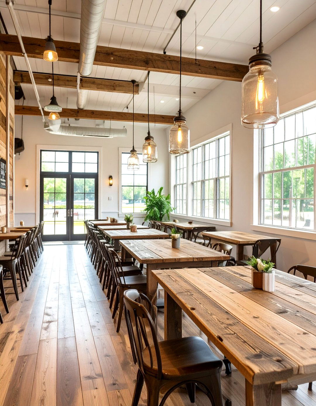 Farmhouse Chic Corporate Cafeteria - 30 commercial interior design ideas