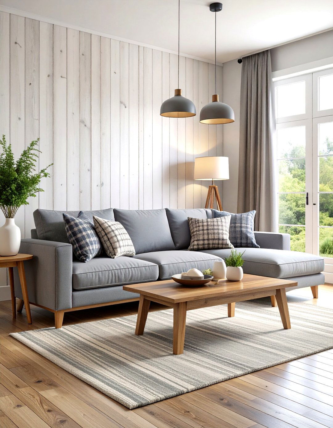 Farmhouse Comfort with a Grey Sofa - 30 grey sofa living room ideas