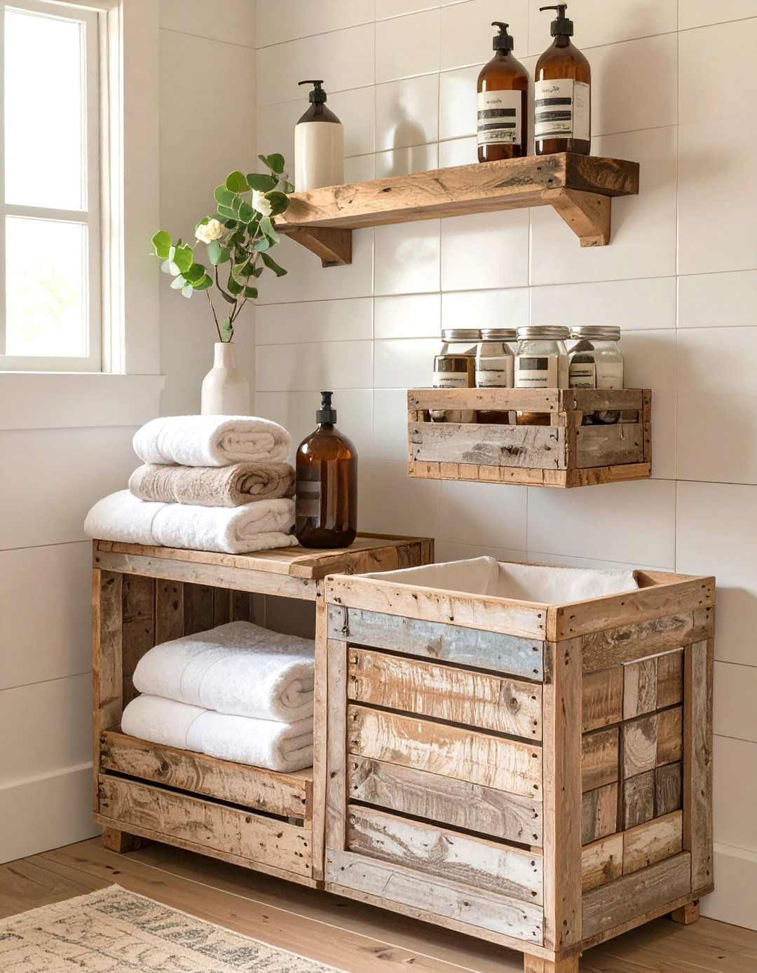 Farmhouse Crate Bathroom Shelf - 30 bathroom shelf ideas