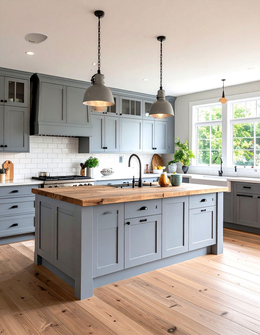 Farmhouse Gray Kitchen with an Apron Sink - 30 gray kitchen ideas
