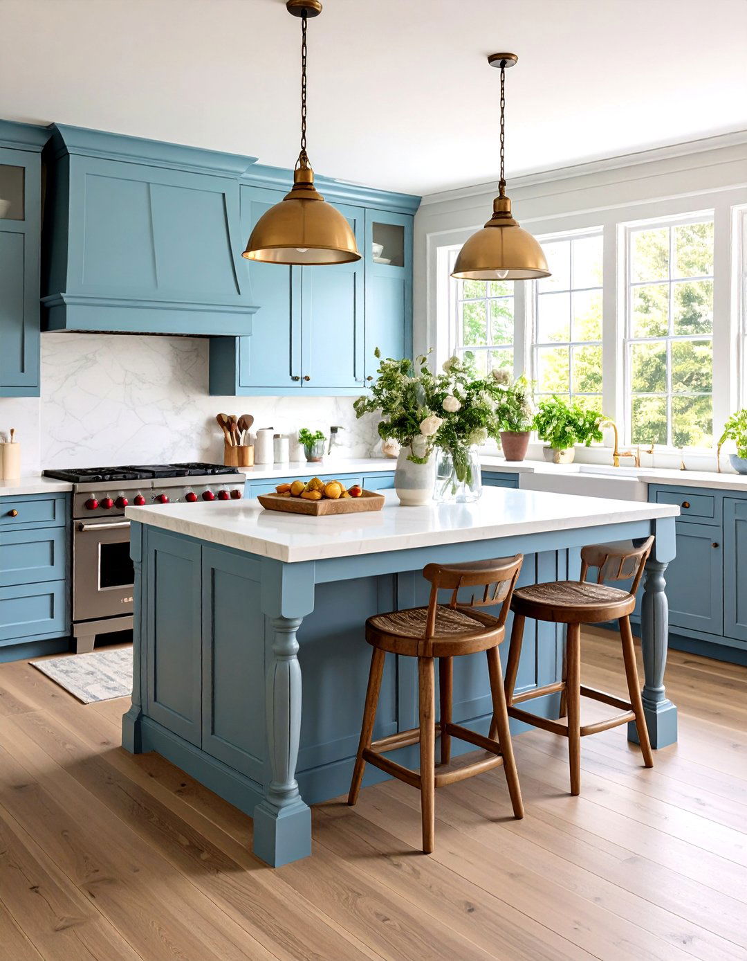 Farmhouse Kitchen Island with Turned Legs - 30 rustic farmhouse kitchen island ideas