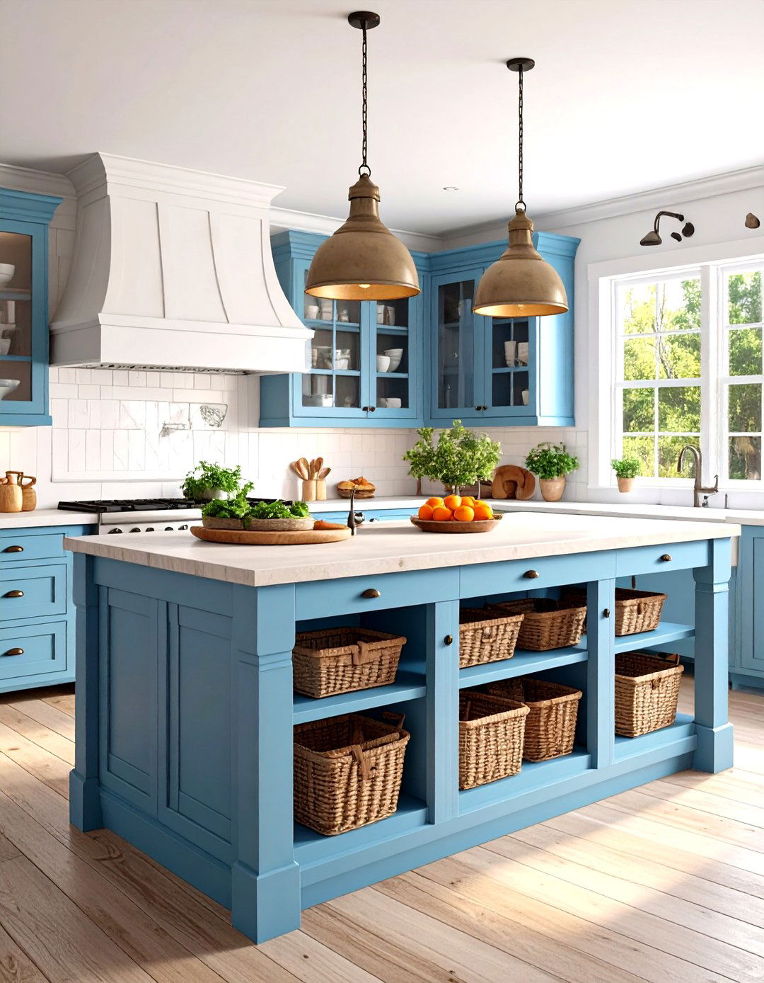 Farmhouse Kitchen with a Freestanding Island - 30 farmhouse kitchen design ideas