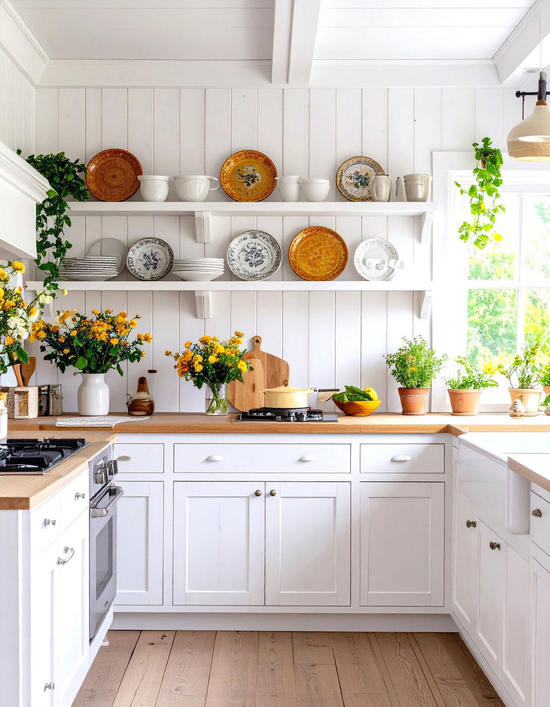 Farmhouse Kitchen with a Plate Rack - 30 farmhouse kitchen design ideas
