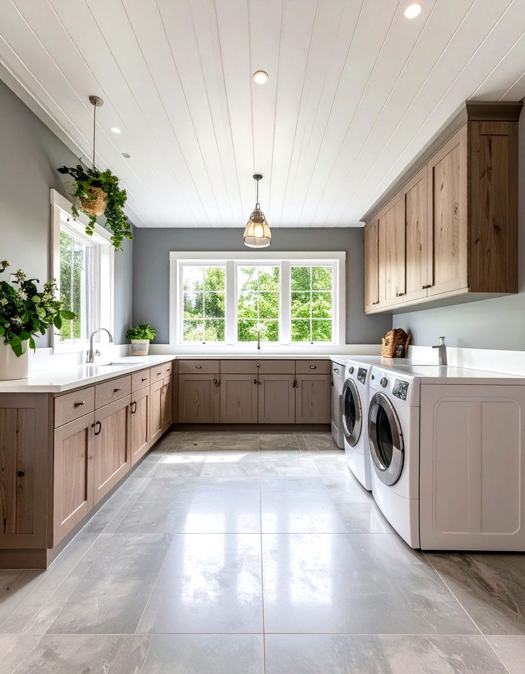 Farmhouse Laundry Room with a Beadboard Ceiling - 30 farmhouse laundry room ideas