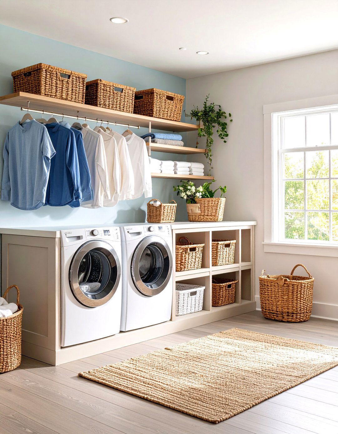 Farmhouse Laundry Room with a Dedicated Folding Station