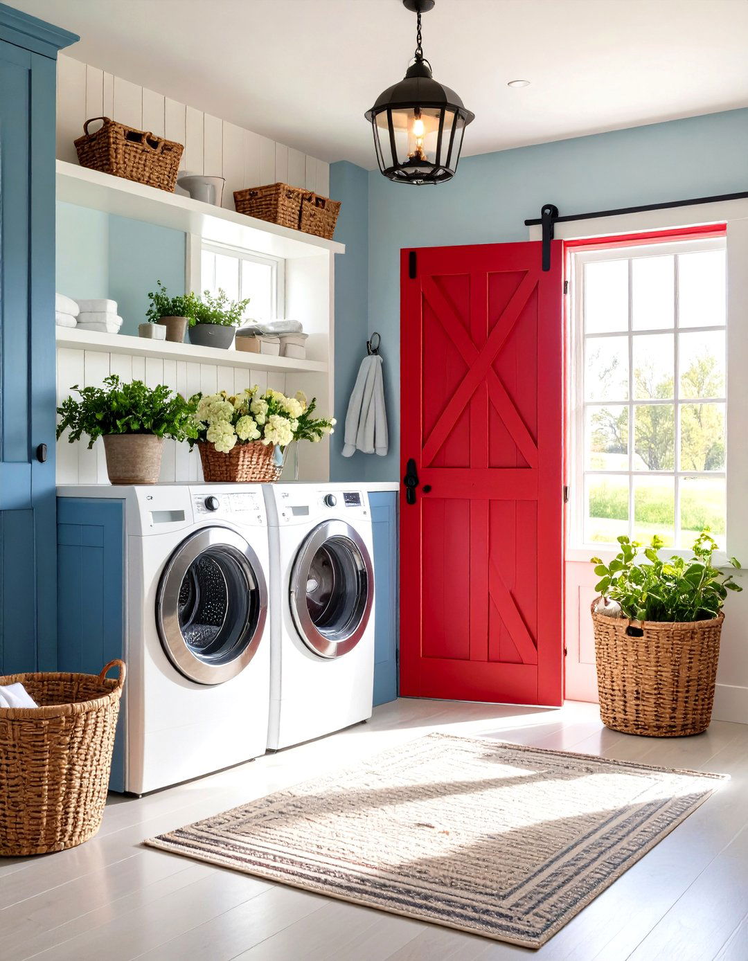 Farmhouse Laundry Room with a Dutch Door - 30 farmhouse laundry room ideas