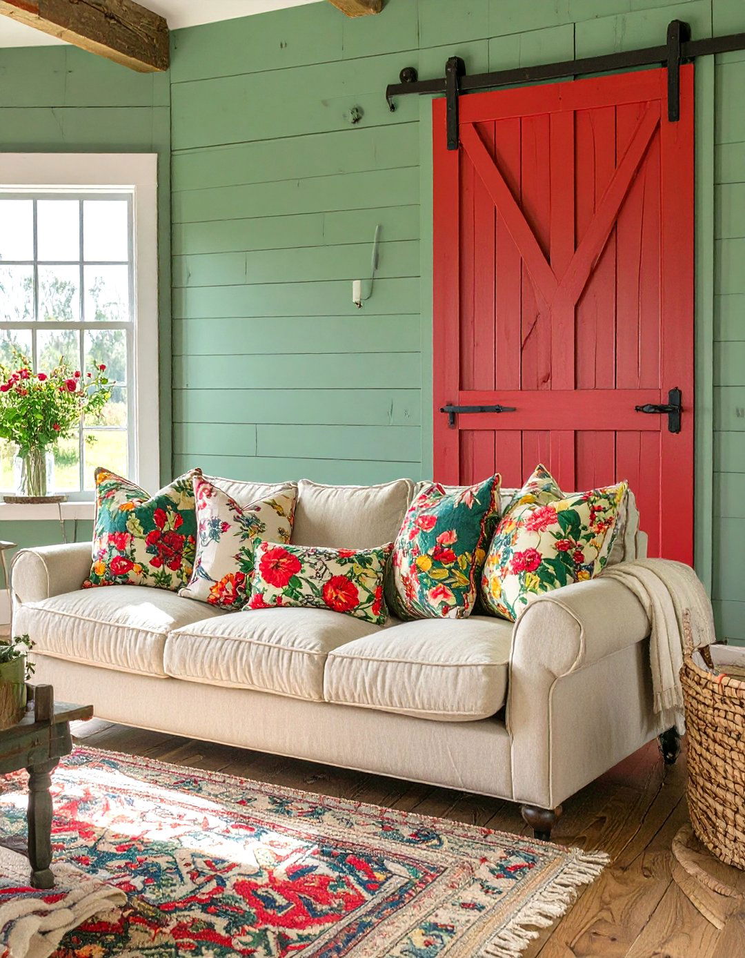Farmhouse Living Room with Color - 30 colorful living room ideas