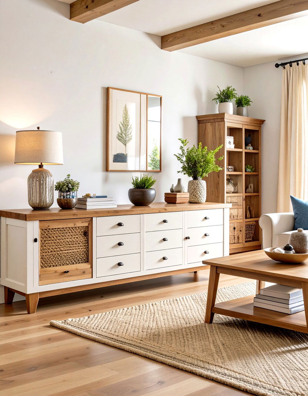 Farmhouse Modern Living Room Console - 30 living room entertainment center ideas