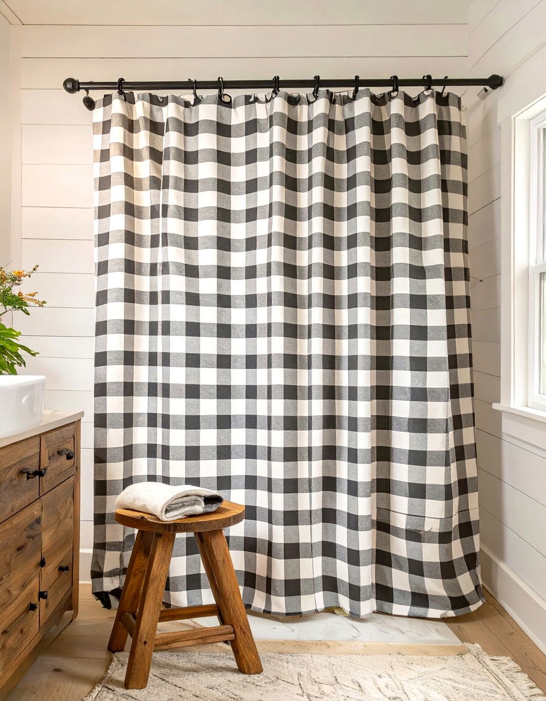 Farmhouse Plaid Shower Curtain - 30 shower curtain ideas