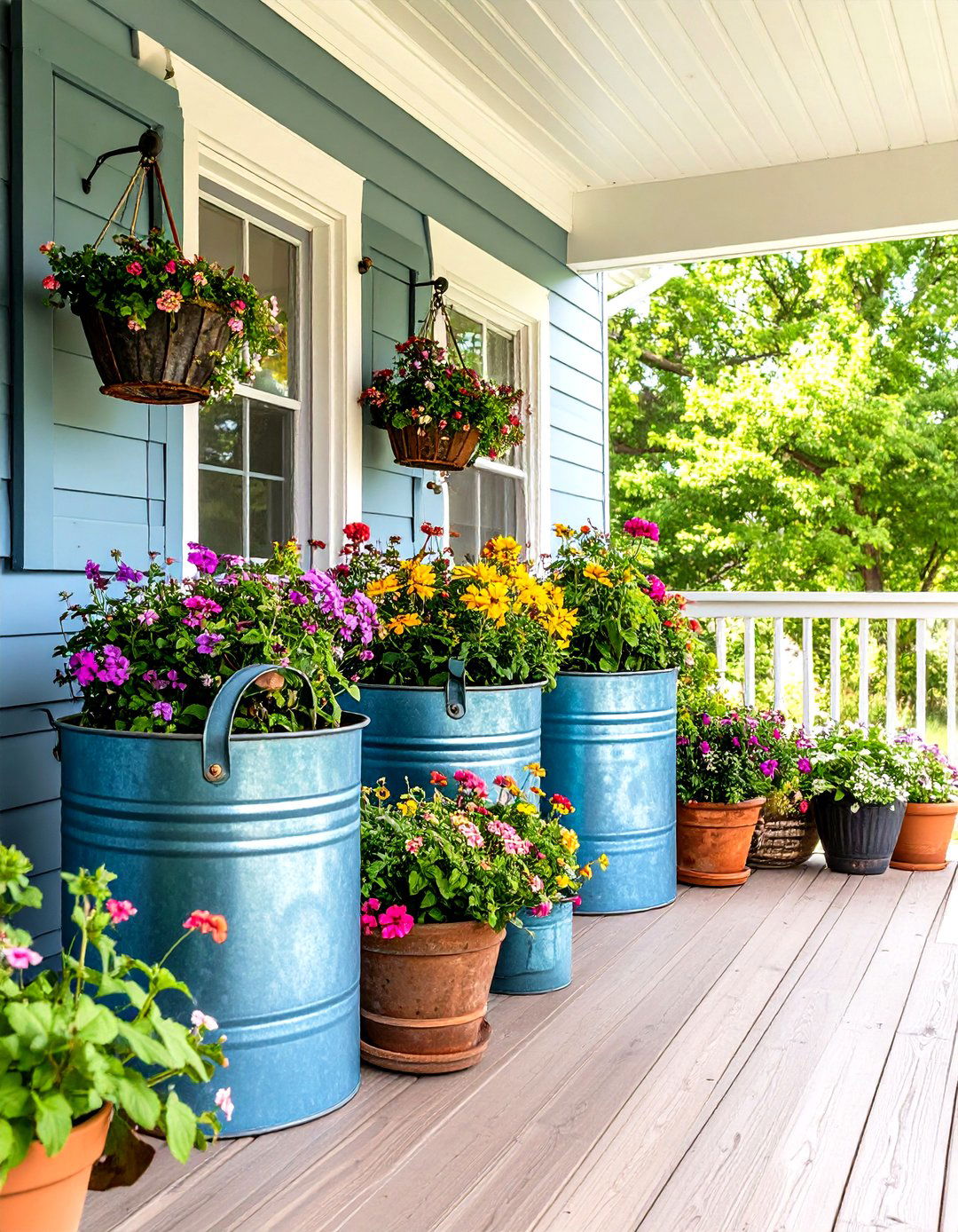 Farmhouse Porch with Galvanized Metal Accents - 30 farmhouse front porch ideas