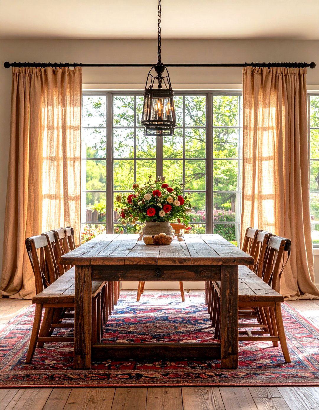 Farmhouse Style Burlap Curtains - 30 dining room curtains ideas