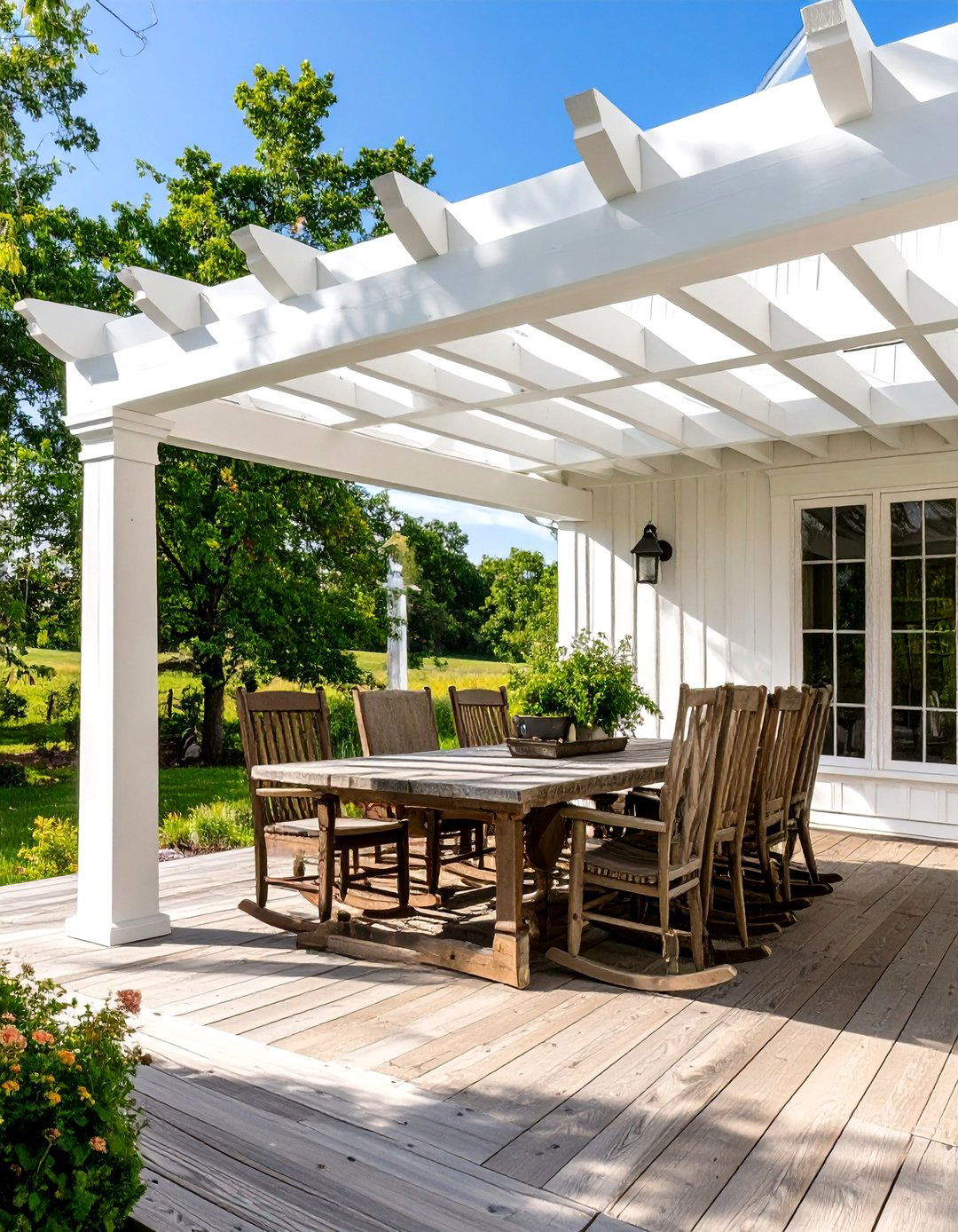 Farmhouse Style Deck Pergola - 30 deck pergola ideas