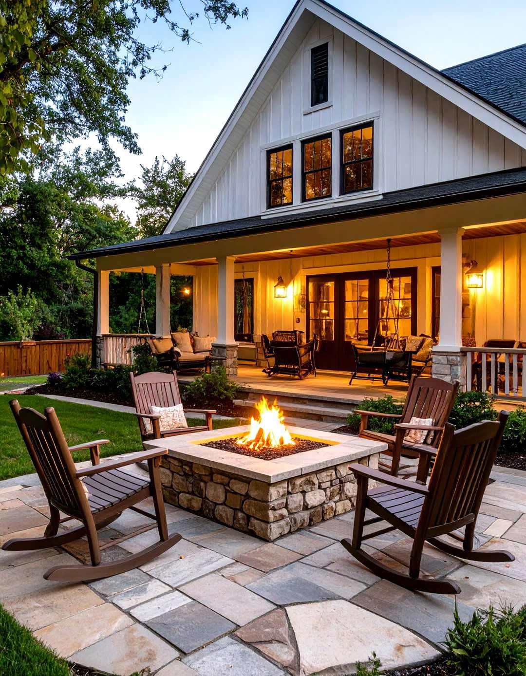 Farmhouse Style Fire Pit Porch - 30 fire pit backyard ideas