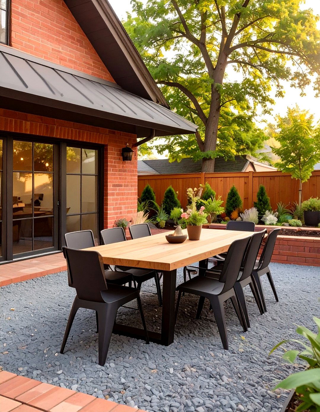 Farmhouse Style Gravel Walkway and Patio - 30 low budget backyard designs with gravel