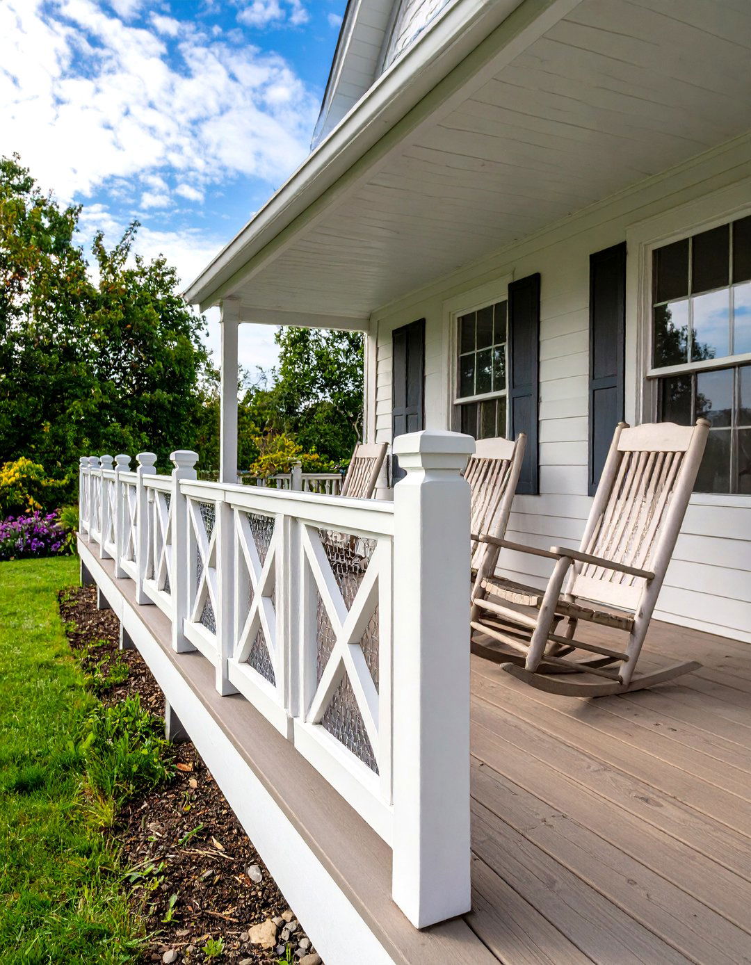 Farmhouse Style Hog Wire Deck Railing with X Braces - 30 hog wire deck railing ideas