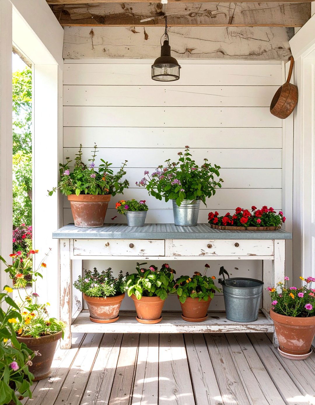 Farmhouse Style Potting Bench Zone - 30 enclosing under a deck ideas