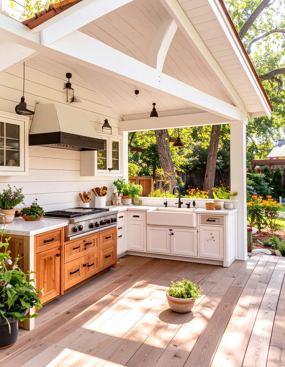 Farmhouse Style Small Covered Outdoor Kitchen - 30 small covered outdoor kitchen ideas