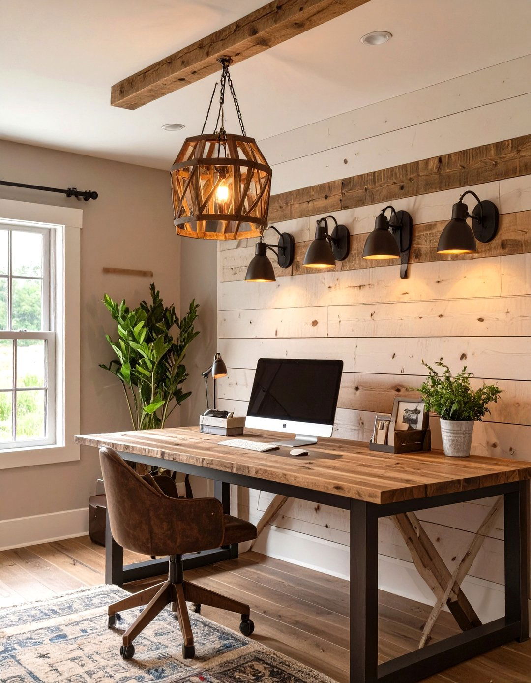 Farmhouse Style with Gooseneck Barn Lights - 30 home office lighting ideas