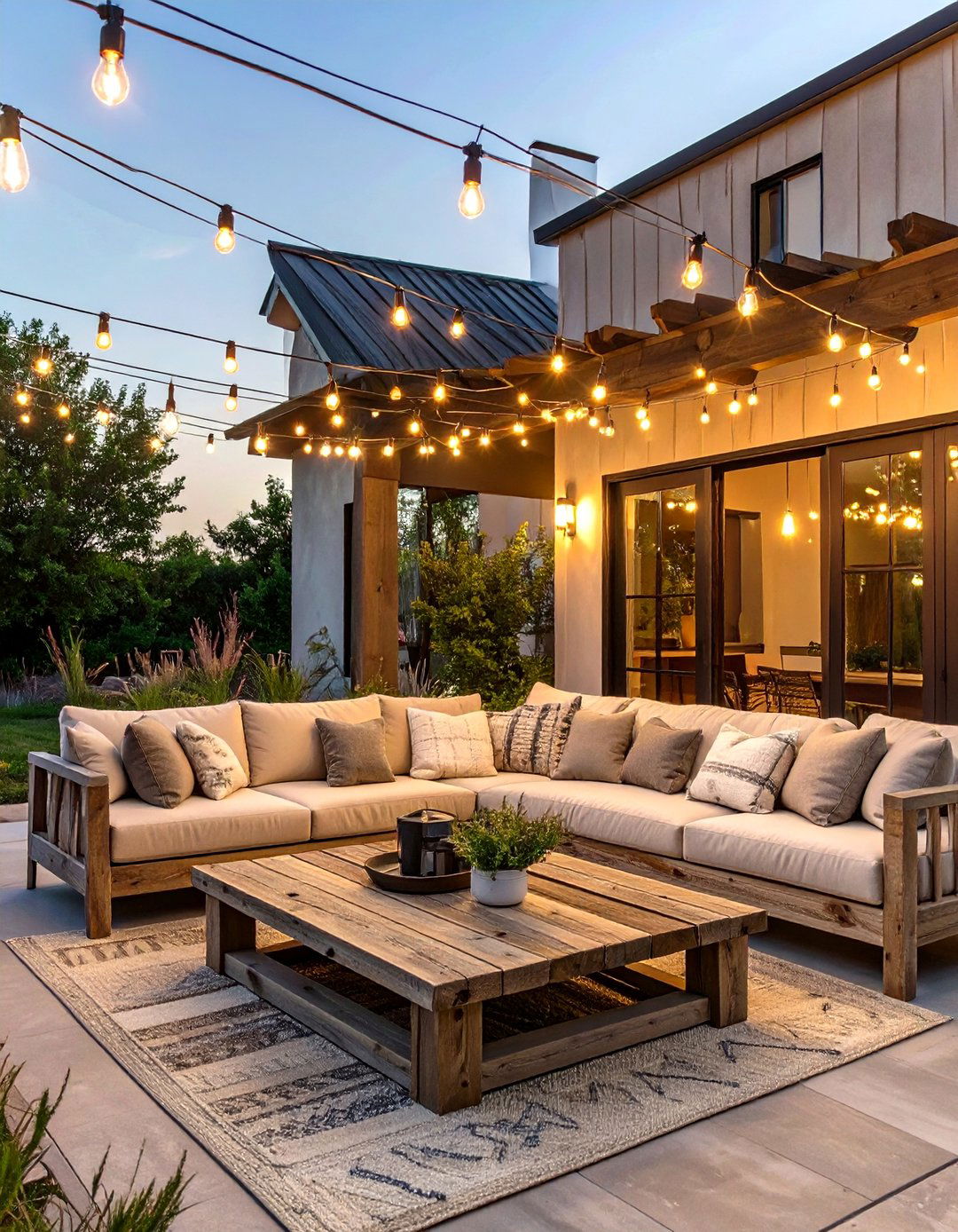 Farmhouse Sunroom Extension - 30 backyard string light ideas
