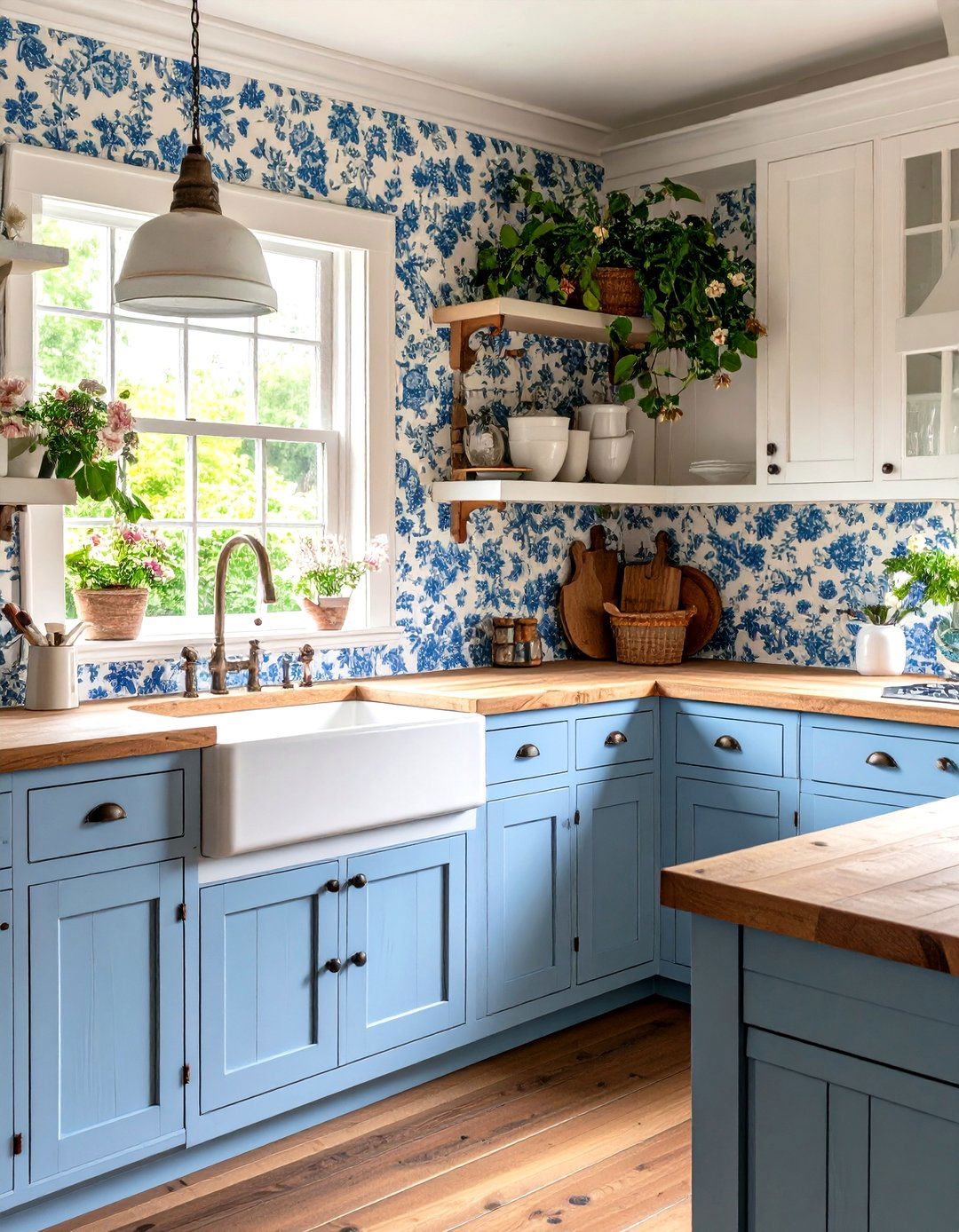 Farmhouse Toile Kitchen Wallpaper - 30 kitchen wallpaper ideas