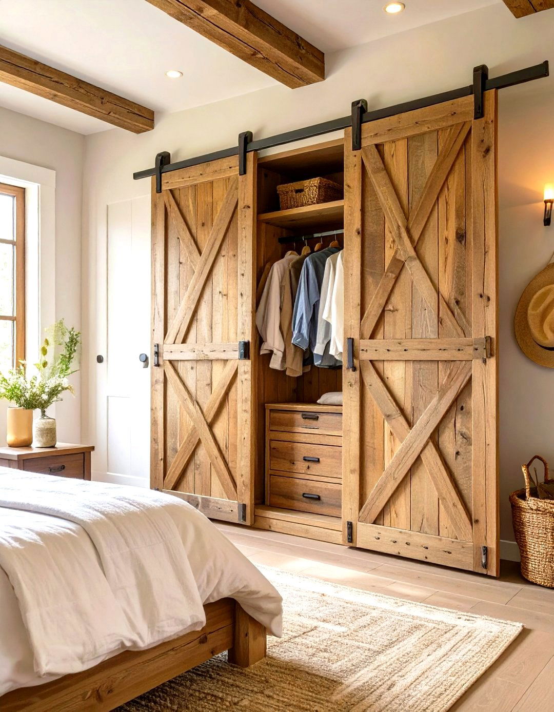 Farmhouse Wardrobe Closet with Barn Doors - 30 wardrobe closet design ideas