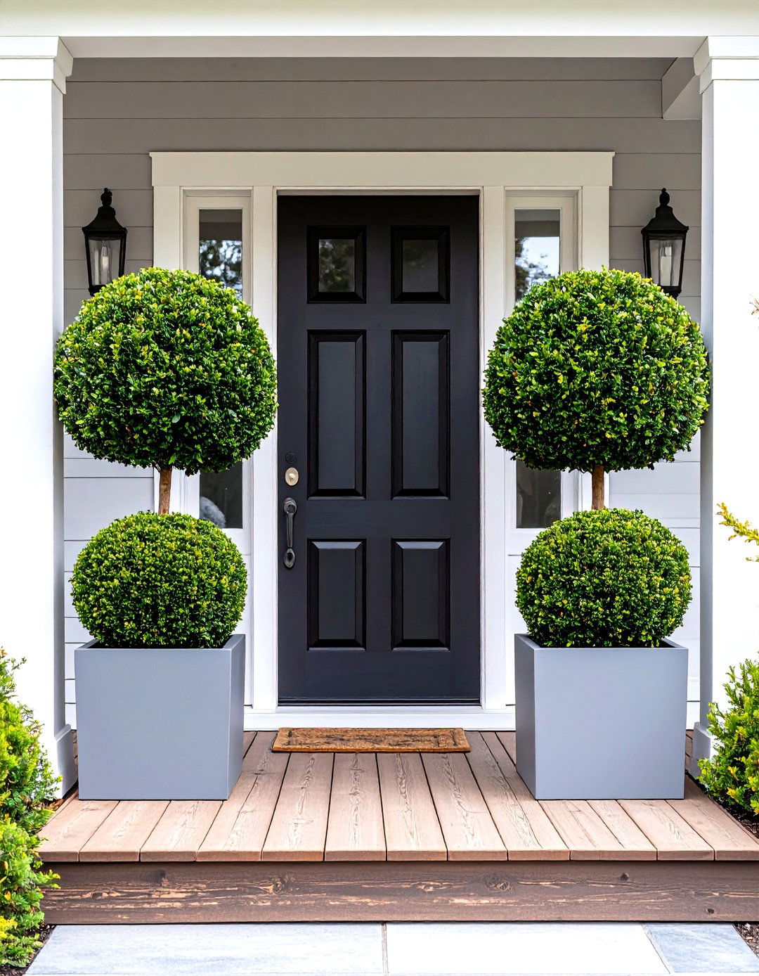 Faux Boxwood Topiary Trees - 30 porch decor ideas