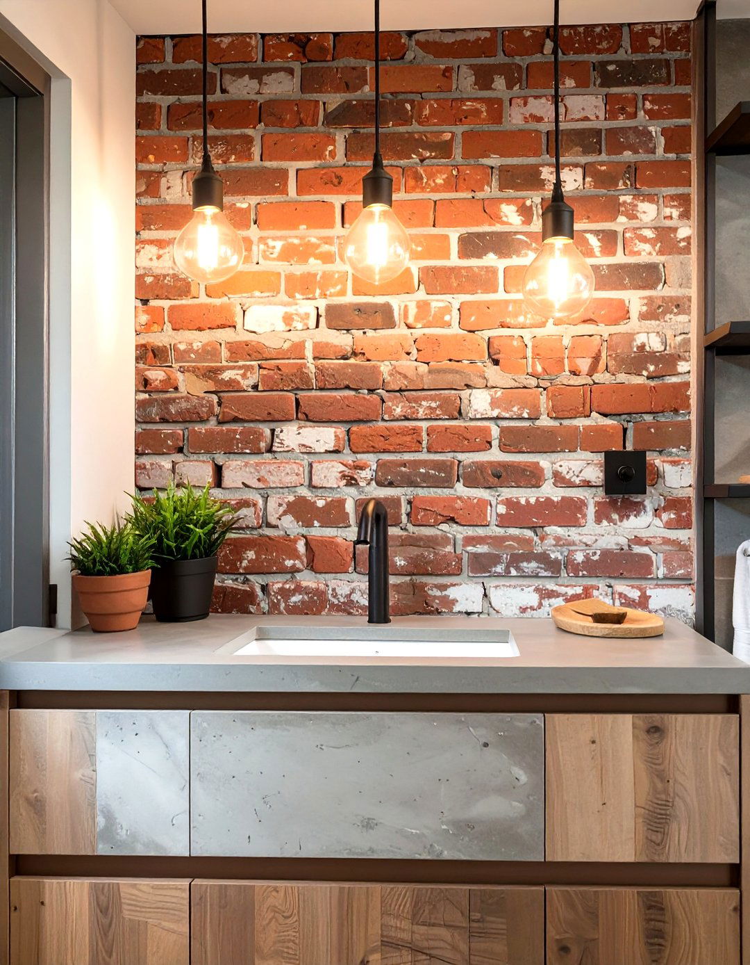 Faux Brick Bathroom Backsplash - 30 cheap bathroom backsplash ideas