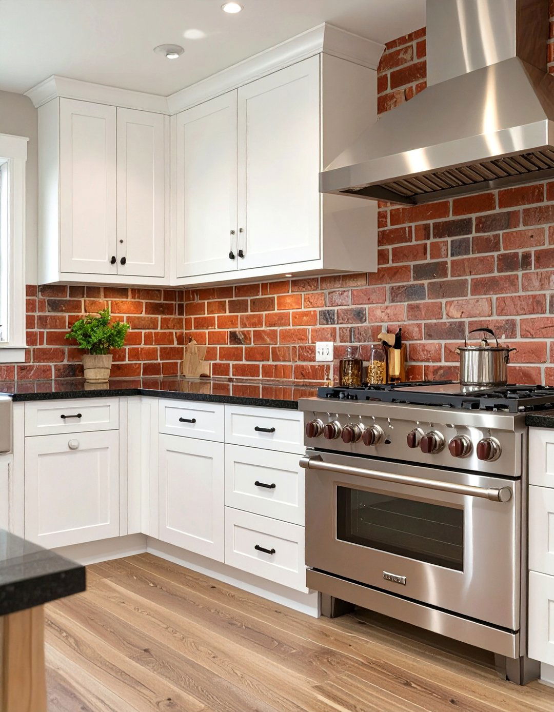 Faux Brick Veneer Backsplash - 30 backsplash ideas for white cabinets and granite countertops