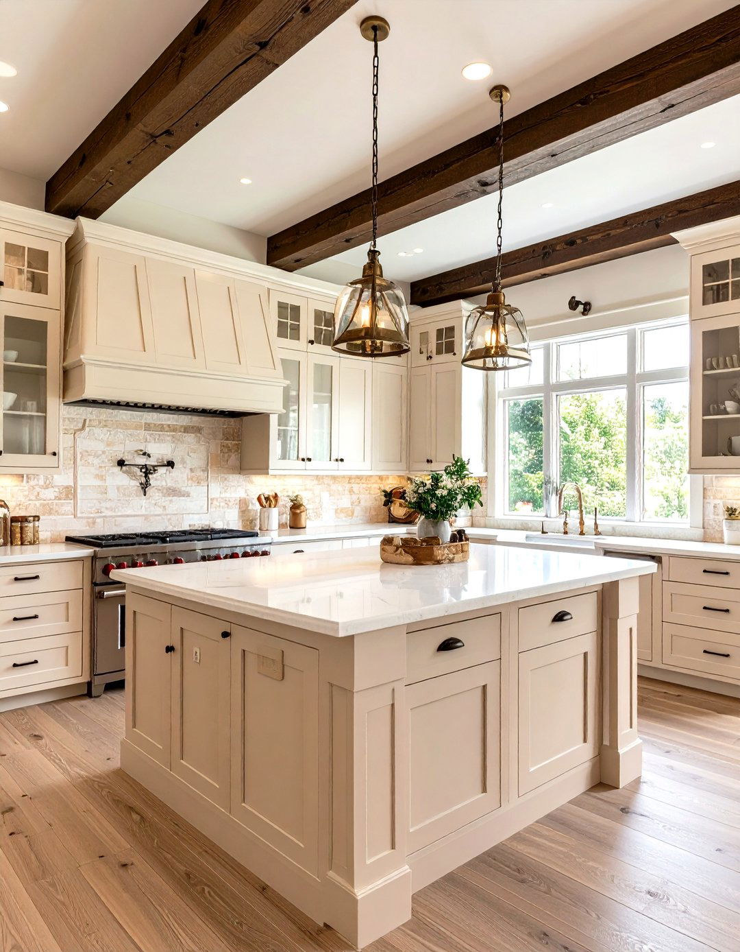 Faux Ceiling Beams on the Soffit - 30 kitchen soffit ideas
