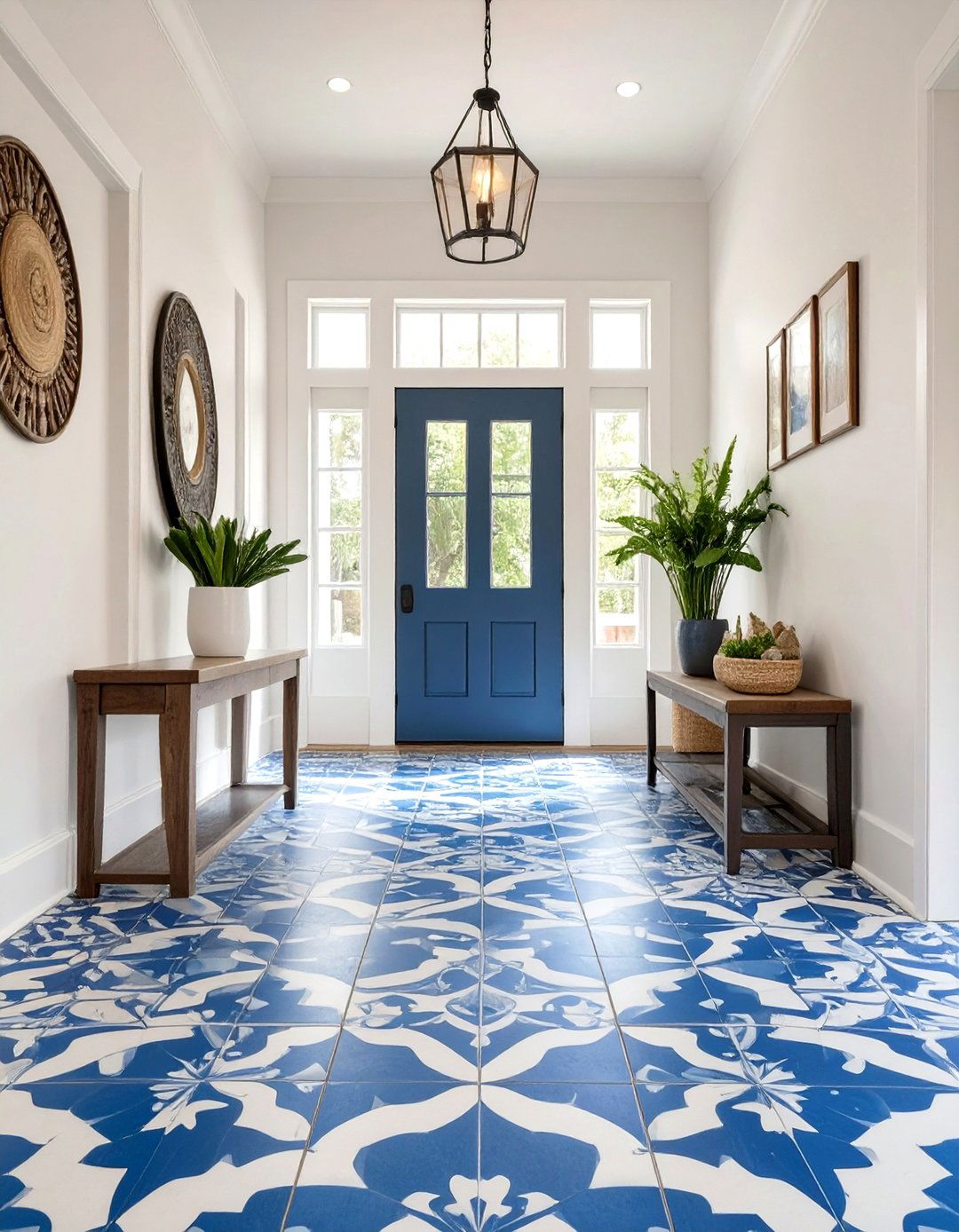 Faux Cement Encaustic Foyer Tile - 30 foyer tile ideas