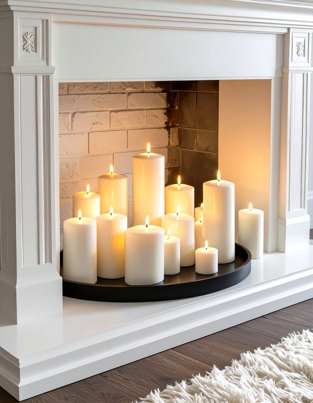 Faux Fireplace with Candles - 30 small living room fireplace ideas