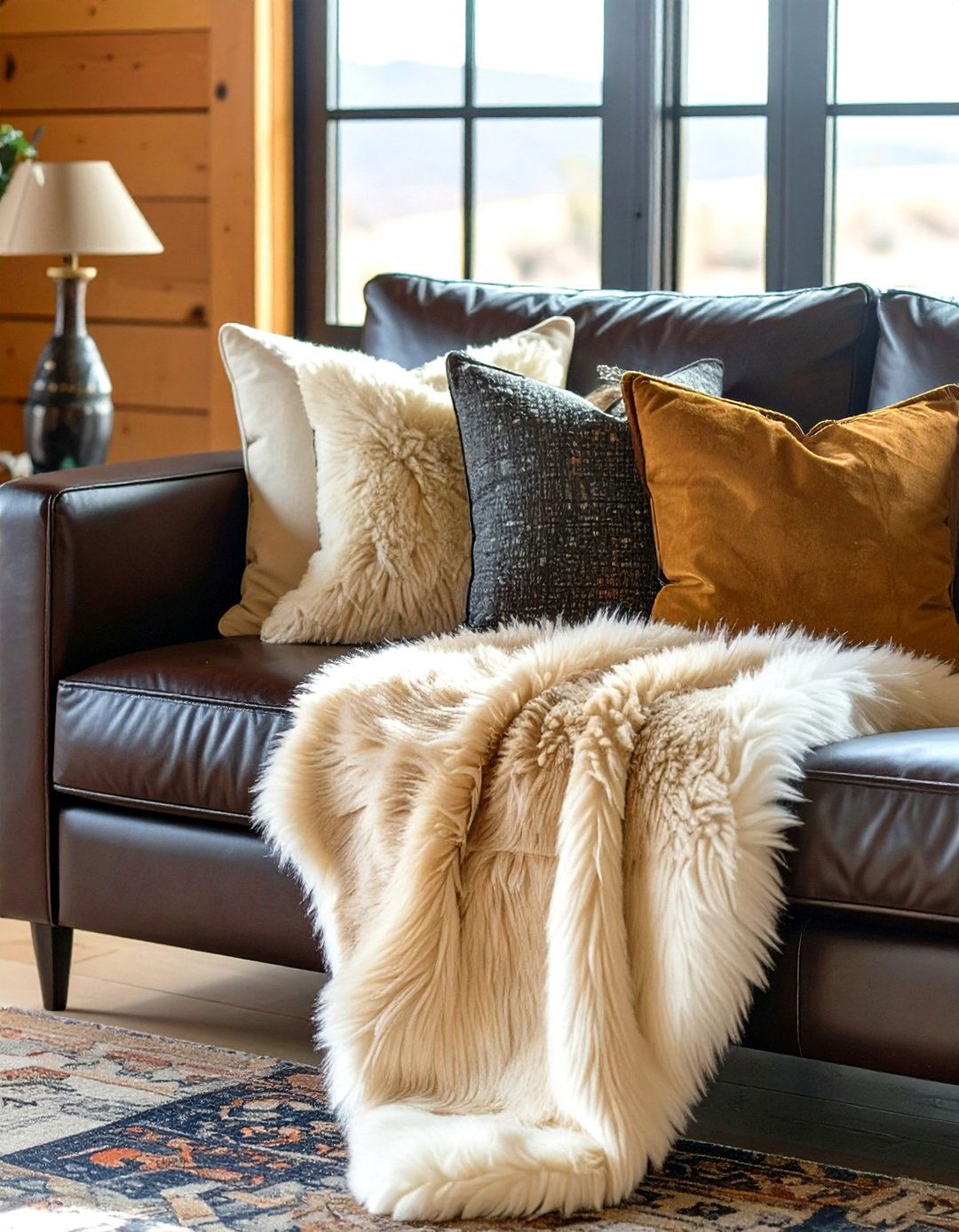 Faux Fur Throws and Pillows - 30 western living room ideas