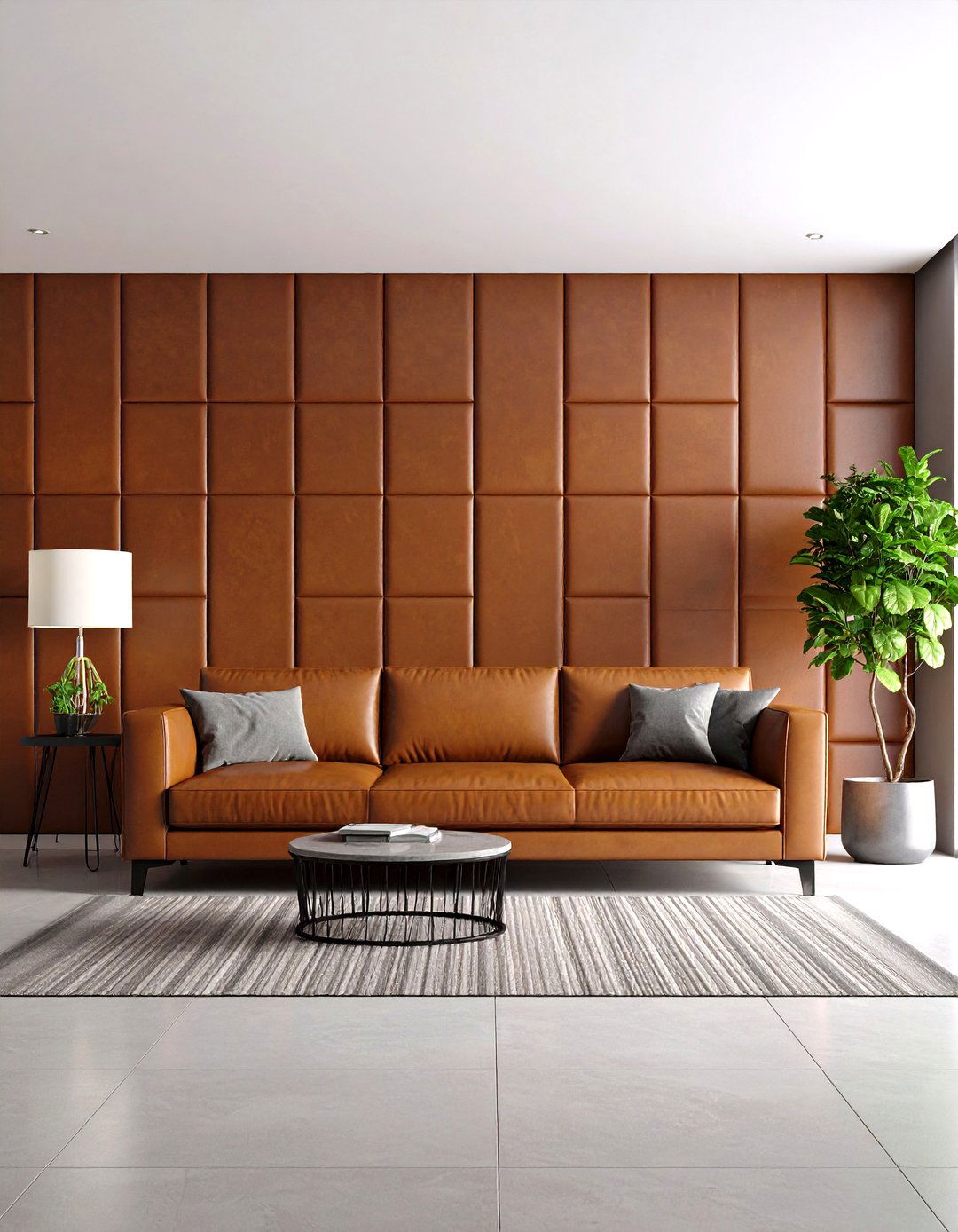 Faux Leather Panels - 30 living room accent wall decor ideas