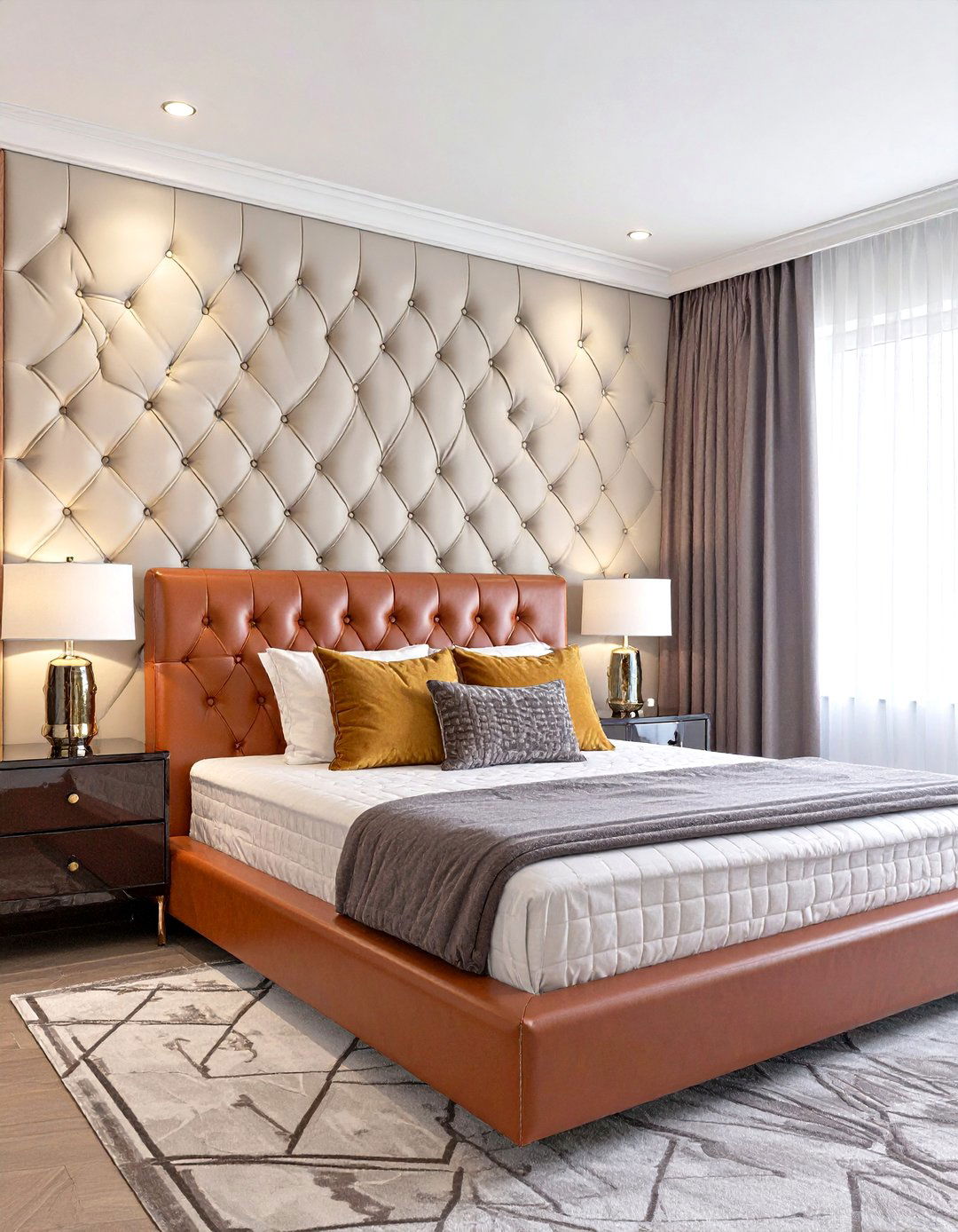 Faux Leather Tufted Bedroom - 30 classy bedroom wallpaper designs