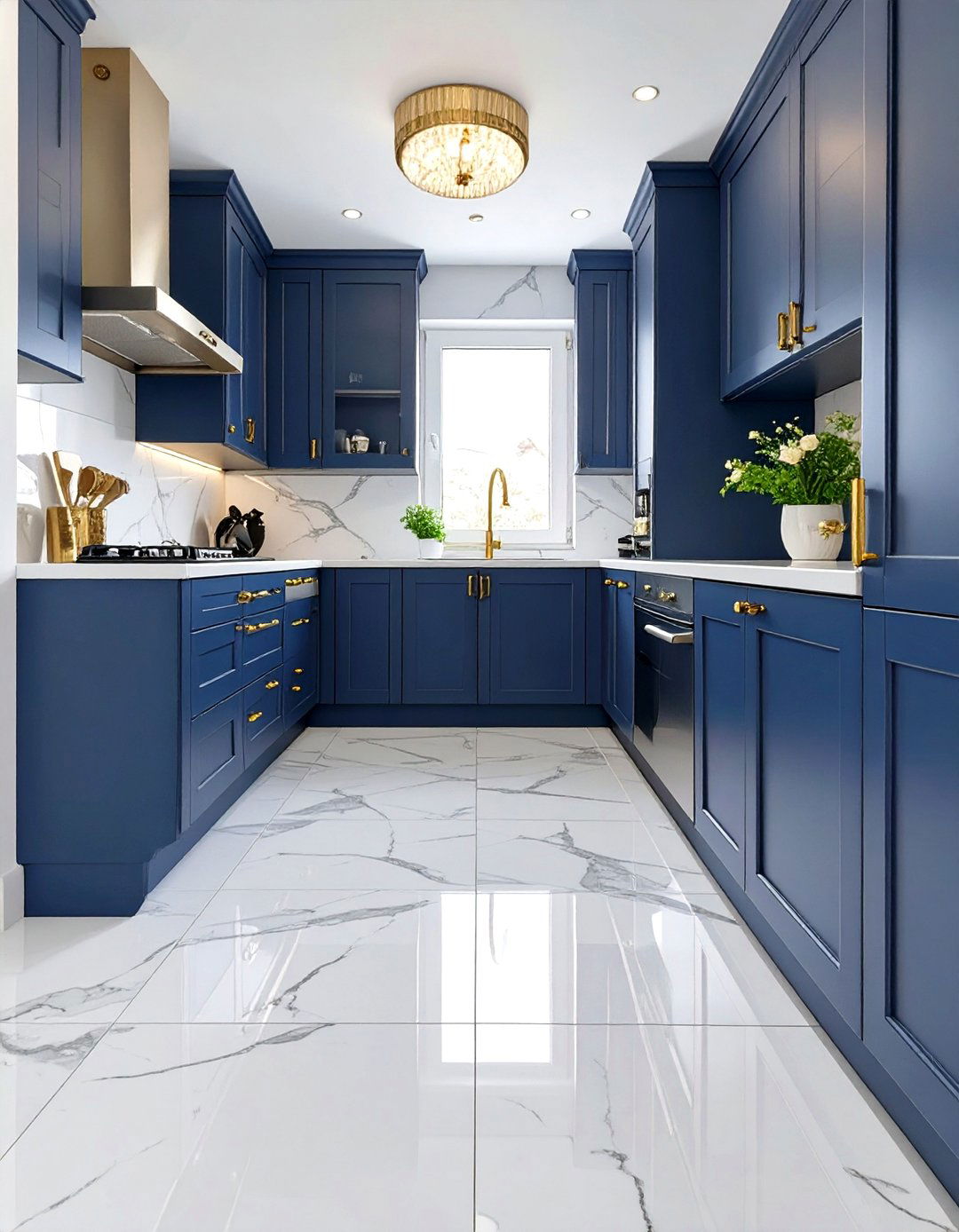 Faux Marble Porcelain Kitchen Floor Tile - 30 small kitchen floor tile ideas