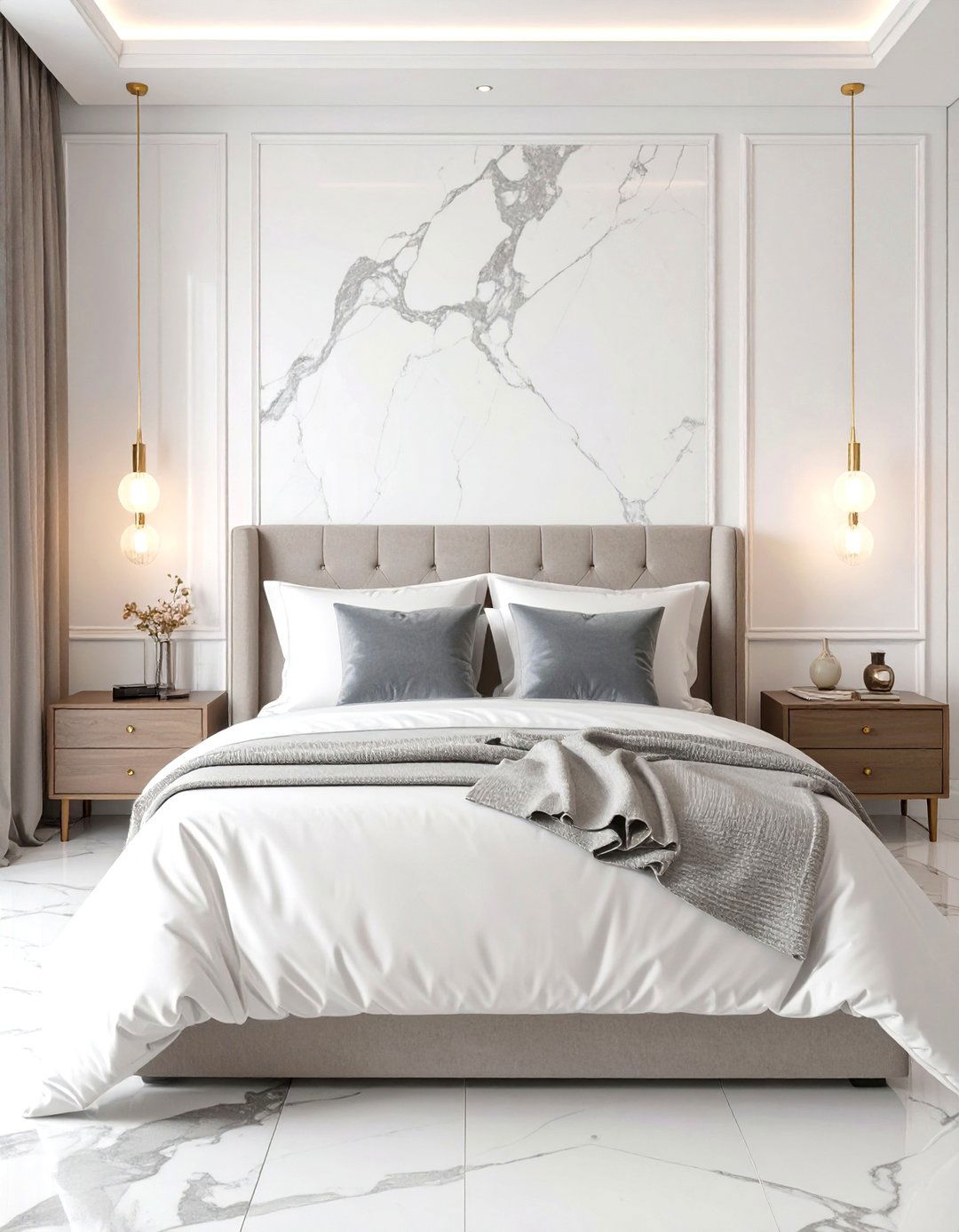 Faux Marble Wallpaper - 30 wallpaper ideas for bedroom