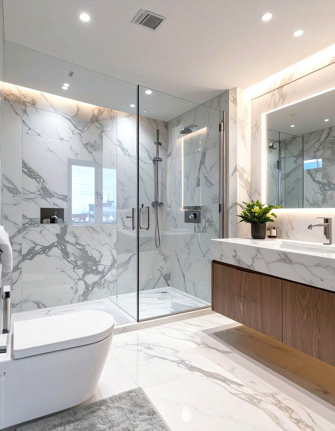 Faux Marble for a Luxurious Bathroom - 30 how to use wallpaper in interior design ideas