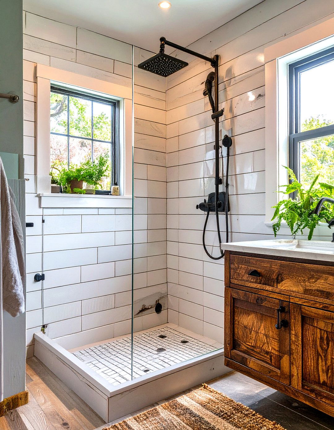 Faux Shiplap Tile Shower Surround - 30 shower surround ideas