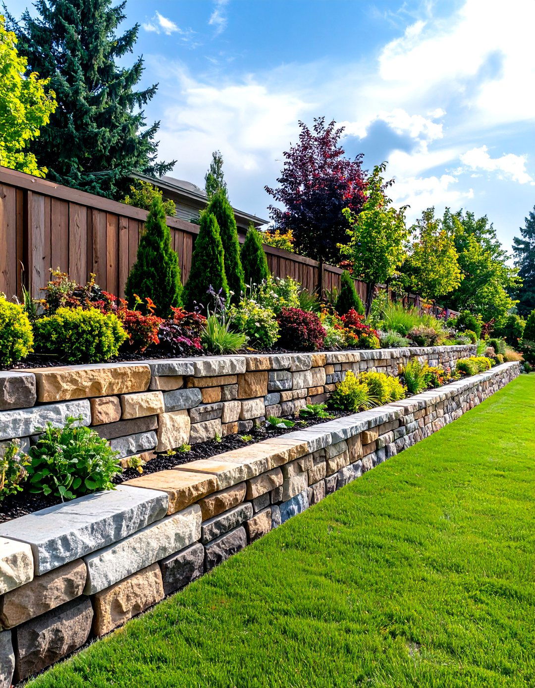 Faux Stone Panel Retaining Wall - 30 front yard retaining wall ideas