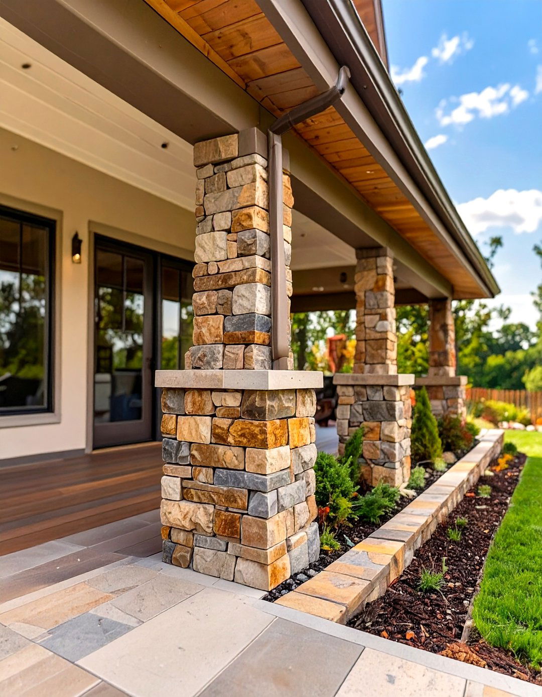 Faux Stone Panel Under Deck Lattice - 30 under deck lattice ideas