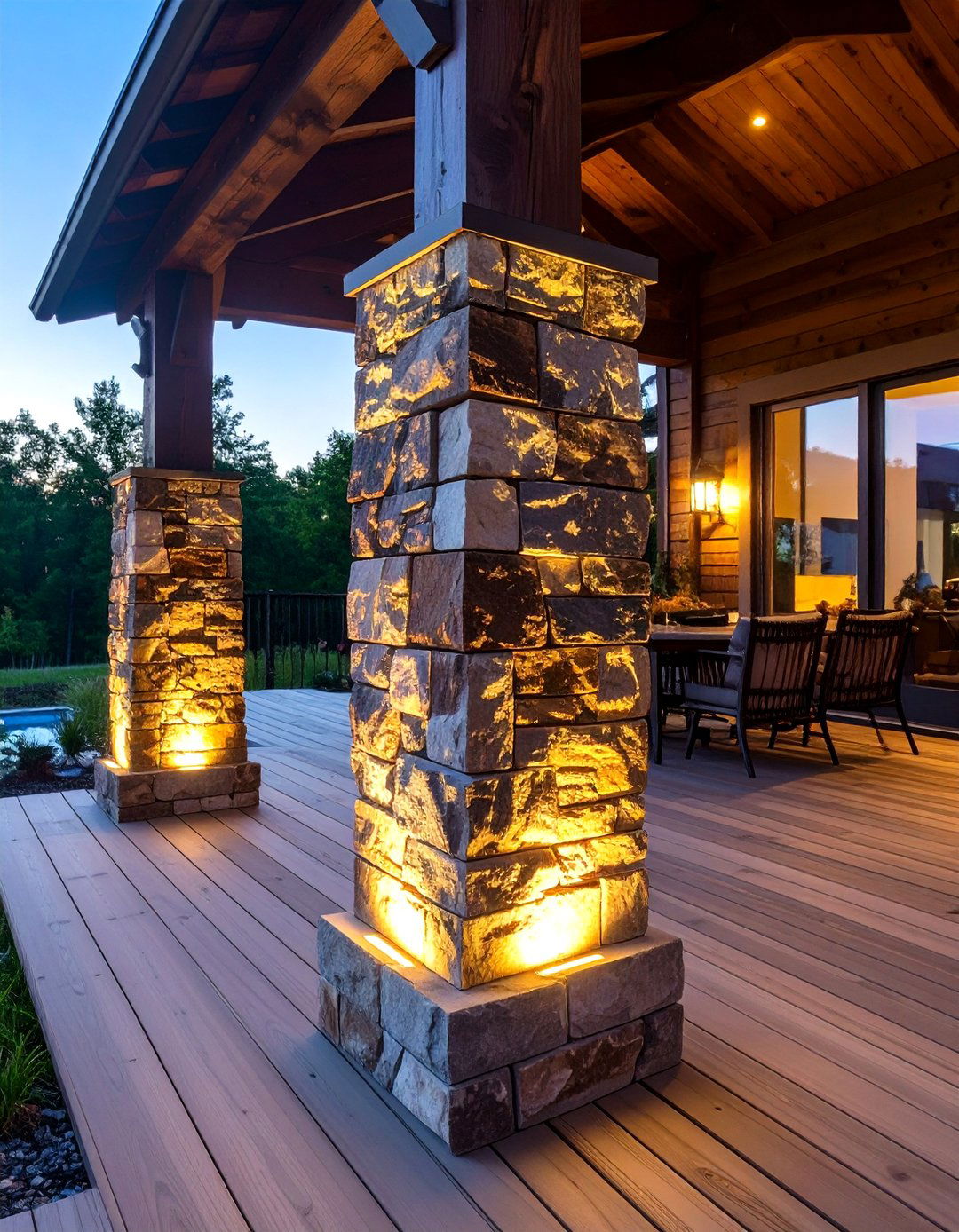 Faux Stone Post Lights - 30 deck lights ideas