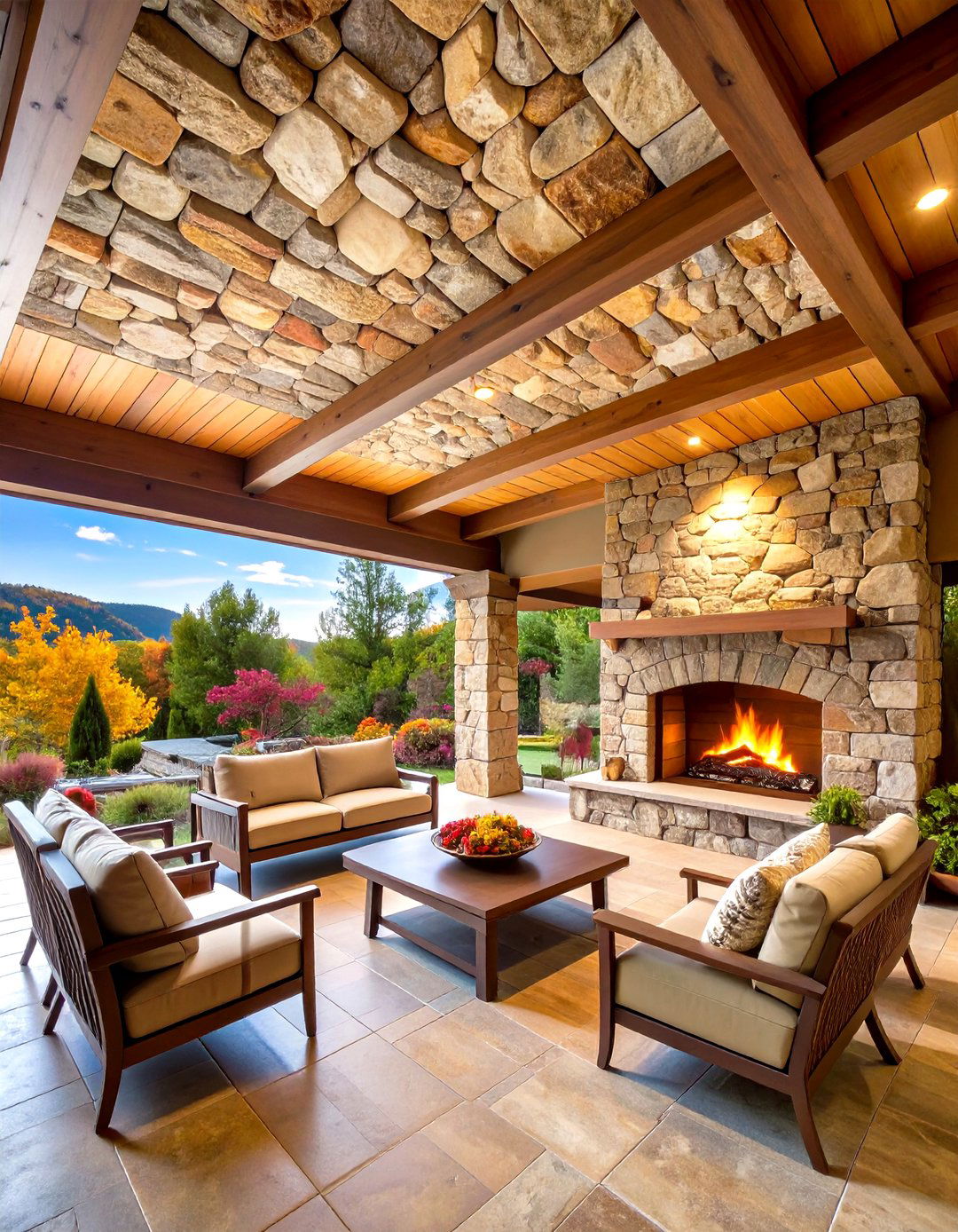 Faux Stone Veneer Ceiling - 30 patio ceiling ideas